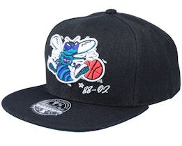 Charlotte Hornets Timeline HWC Black Fitted - Mitchell & Ness