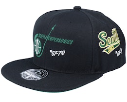 Seattle Supersonics Timeline HWC Black Fitted - Mitchell & Ness