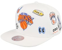 New York Knicks Hand Drawn White Snapback - Mitchell & Ness