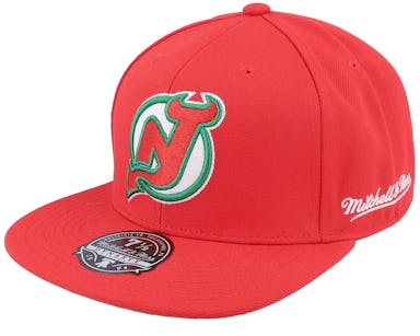 New Jersey Devils Mitchell & Ness Vintage Script Snapback Hat - Red/Green
