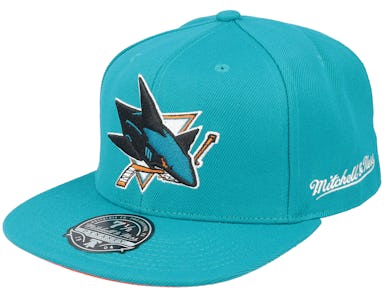 Men's San Jose Sharks Mitchell & Ness Teal Vintage Hat Trick Snapback Hat
