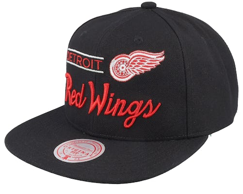 Men's Mitchell & Ness Black Detroit Red Wings Retro Lock Up Snapback Hat