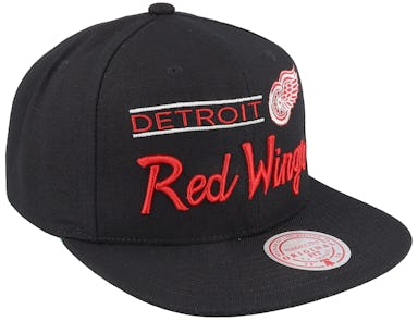 Detroit Red Wings Mitchell & Ness Retro Lock Up Snapback Hat - Black