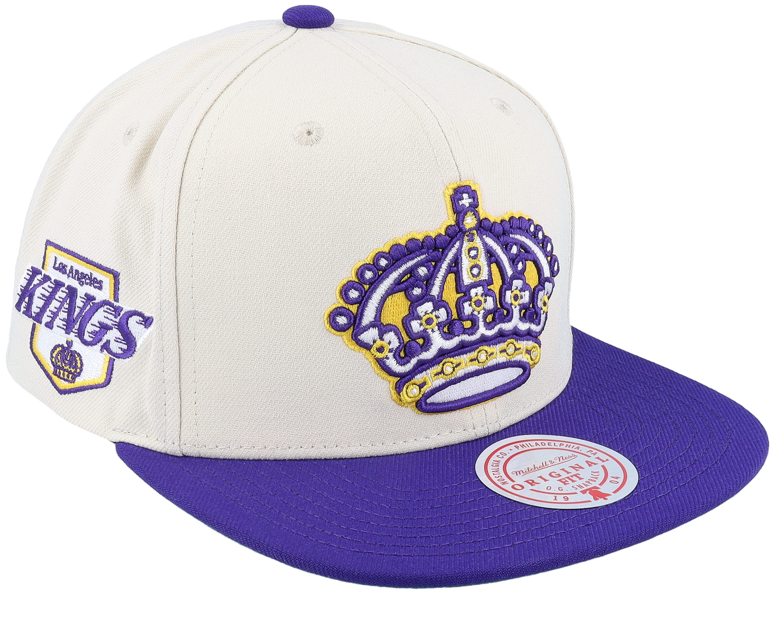 Los Angeles Kings Mitchell & Ness Vintage Snapback Hat - Cream/Purple