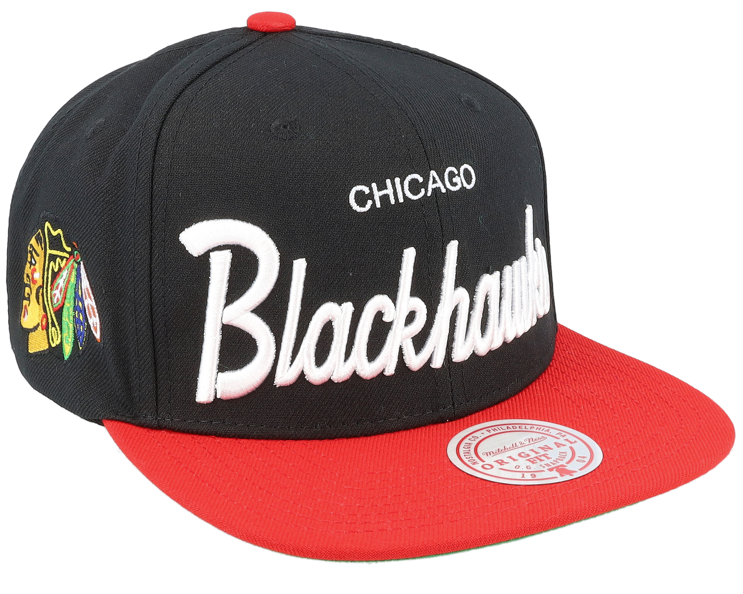 Mitchell & Ness Chicago Blackhawks Vintage Script Snapback Hat Black -  Billion Creation