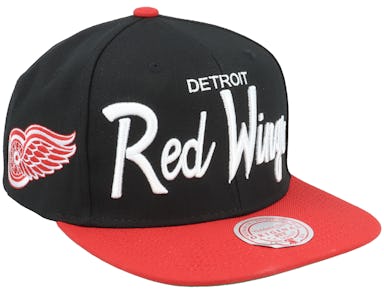 Detroit Red Wings Vintage Script Black/Red Snapback - Mitchell & Ness