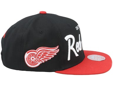 Detroit Red Wings Vintage Script Black/Red Snapback - Mitchell & Ness