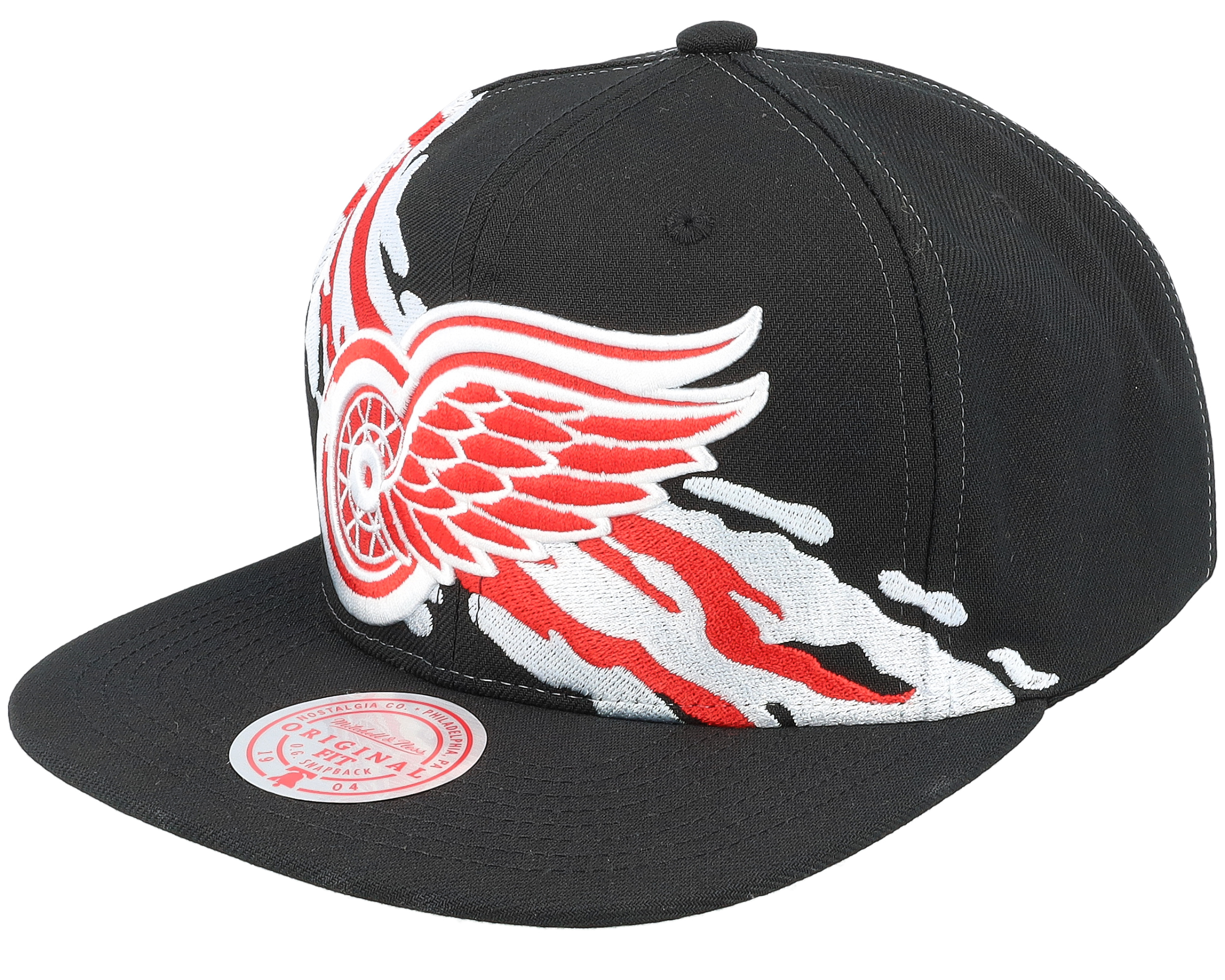 Detroit Red Wings Mitchell & Ness Vintage Paintbrush Snapback Hat - Black