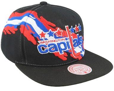 Men's Washington Capitals Mitchell & Ness Black Vintage Paintbrush Snapback  Hat