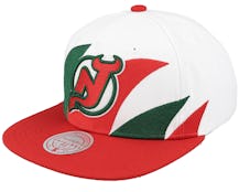 New Jersey Devils Vintage Sharktooth White/Red Snapback - Mitchell & Ness
