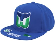 Hartford Whalers Vintage Hat Trick Blue Snapback - Mitchell & Ness