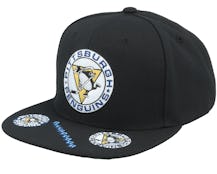 Pittsburgh Penguins Vintage Hat Trick Black Snapback - Mitchell & Ness