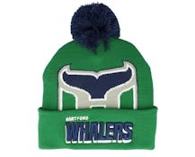 Hartford Whalers Punch Out Knit Green Pom - Mitchell & Ness