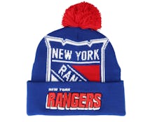 New York Rangers Punch Out Knit Blue Pom - Mitchell & Ness