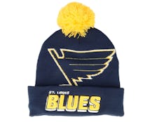 St. Louis Blues Punch Out Knit Blue Pom - Mitchell & Ness