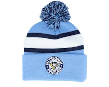 Pittsburgh Penguins Stripe Pom Knit Blue Pom - Mitchell & Ness