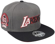 Los Angeles Lakers Born And Bred Grey/Black Fitted - Mitchell & Ness