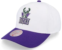 Milwaukee Bucks Team 2 Tone 2.0 Pro White/Purple Adjustable - Mitchell & Ness