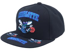 Charlotte Hornets Front Loaded Black Snapback - Mitchell & Ness