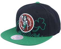 Mitchell & Ness - NBA Green Snapback Cap - Boston Celtics Game Day Pattern Deadstock/Black Snapback @ Hatstore