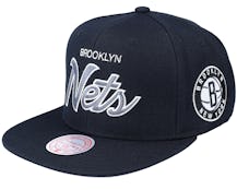 Brooklyn Nets Team Script 2.0 Black Snapback - Mitchell & Ness