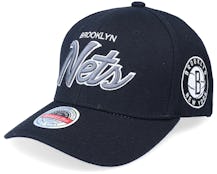 Brooklyn Nets Team Script 2.0 Stretch Black Adjustable - Mitchell & Ness