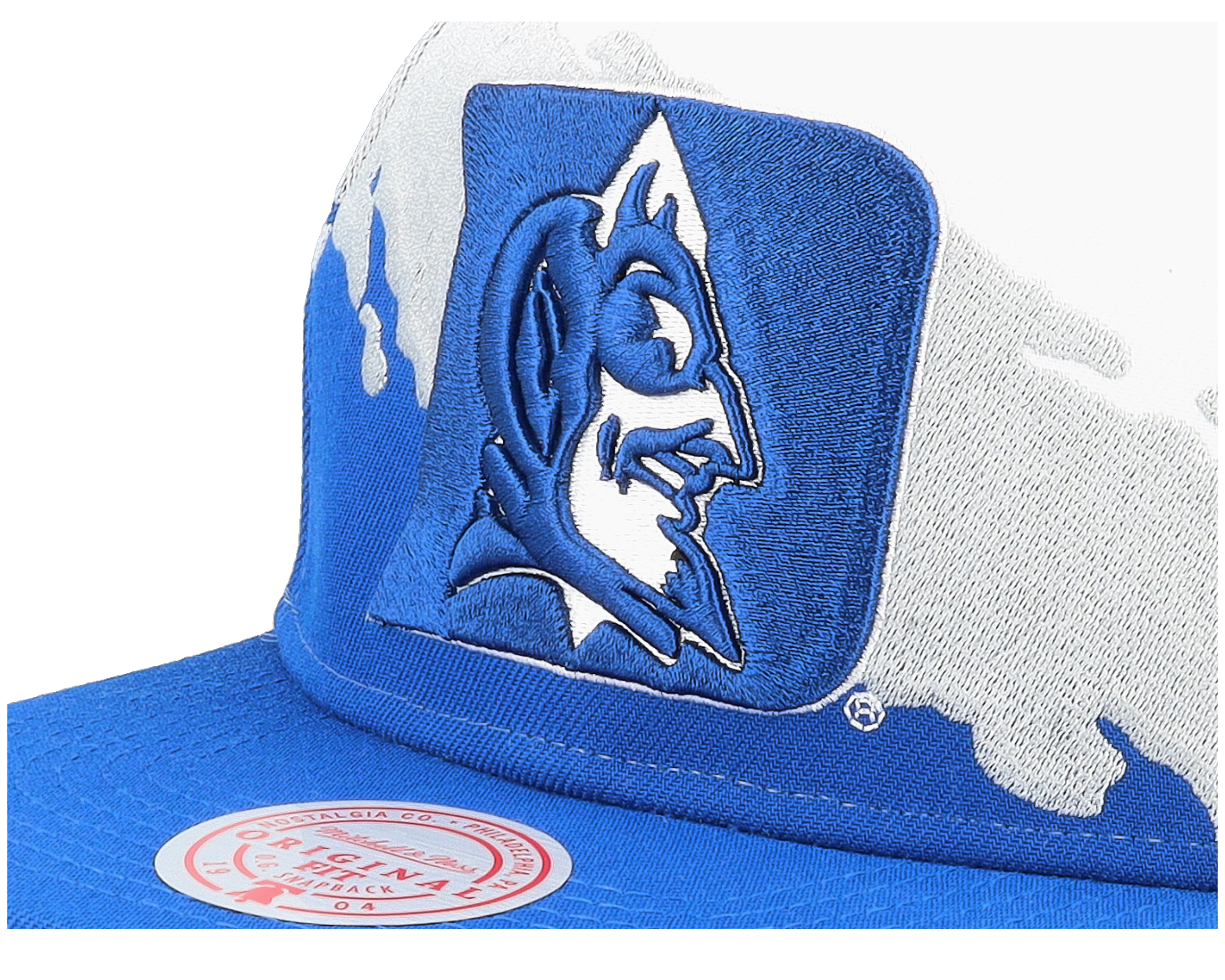 Duke University Paintbrush White/Blue Snapback - Mitchell & Ness