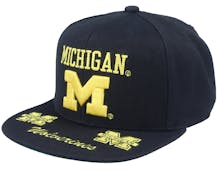 Michigan Wolverines Front Loaded Black Snapback - Mitchell & Ness