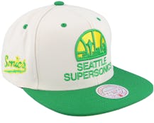 Seattle Supersonics Sail Two Tone Hwc Cream/Green Snapback - Mitchell & Ness