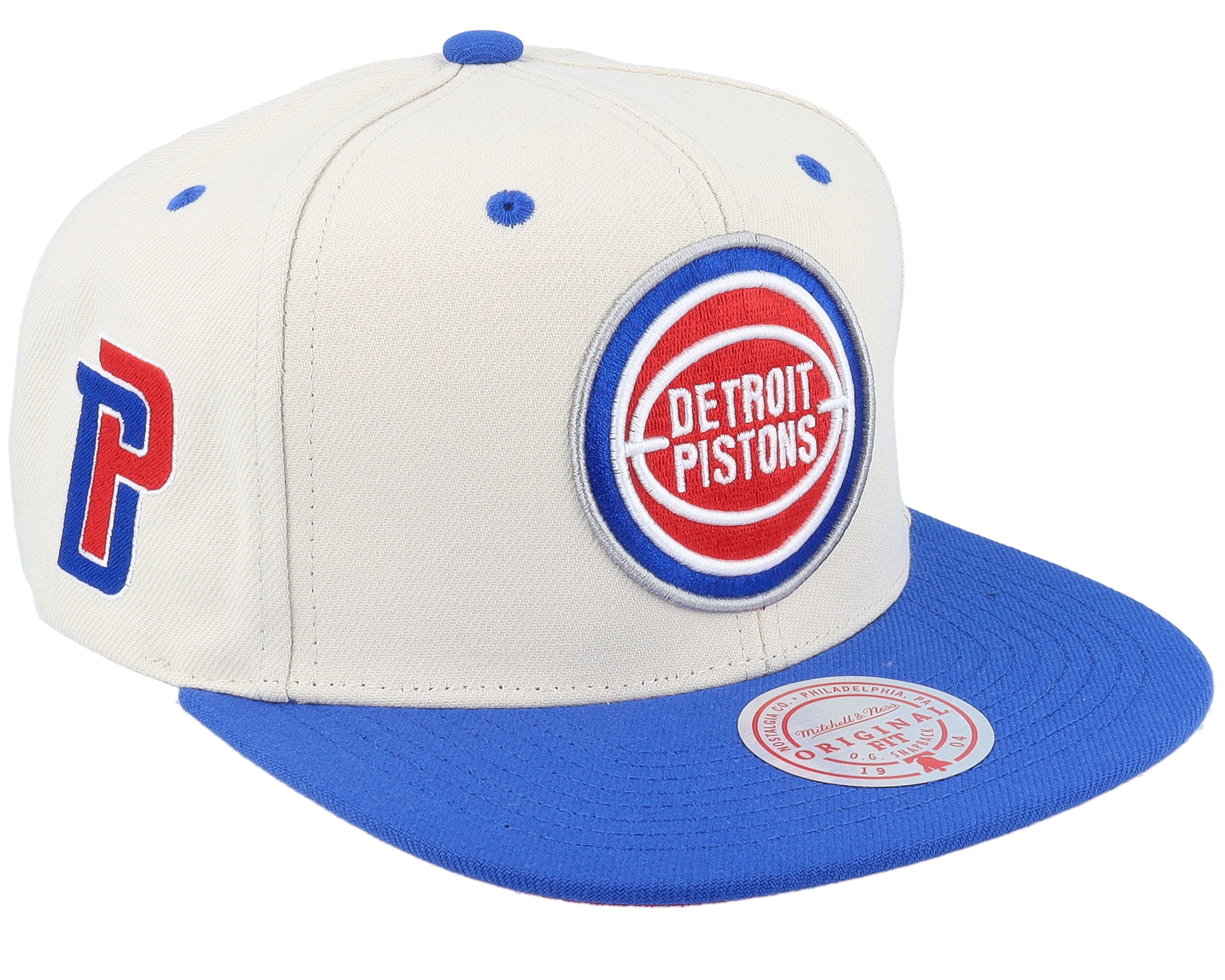 Mitchell & Ness Detroit Pistons Off White HWC 2-Tone Snapback Hat