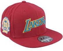 Los Angeles Lakers Northern Lights Cardinal Fitted - Mitchell & Ness