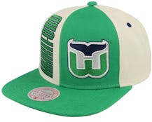 Hartford Whalers Pop Panel Off White/Green Snapback - Mitchell & Ness