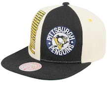 Pittsburgh Penguins Pop Panel Off White/Black Snapback - Mitchell & Ness