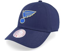 St. Louis Blues Mitchell & Ness Punch Out Cuffed Knit Hat with Pom - Blue