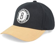Hatstore Exclusive x Brooklyn Nets Suede Visor Black Adjustable - Mitchell & Ness