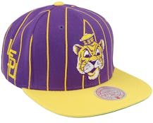 Louisiana State Tigers Team Pin Purple/Yellow Snapback - Mitchell & Ness