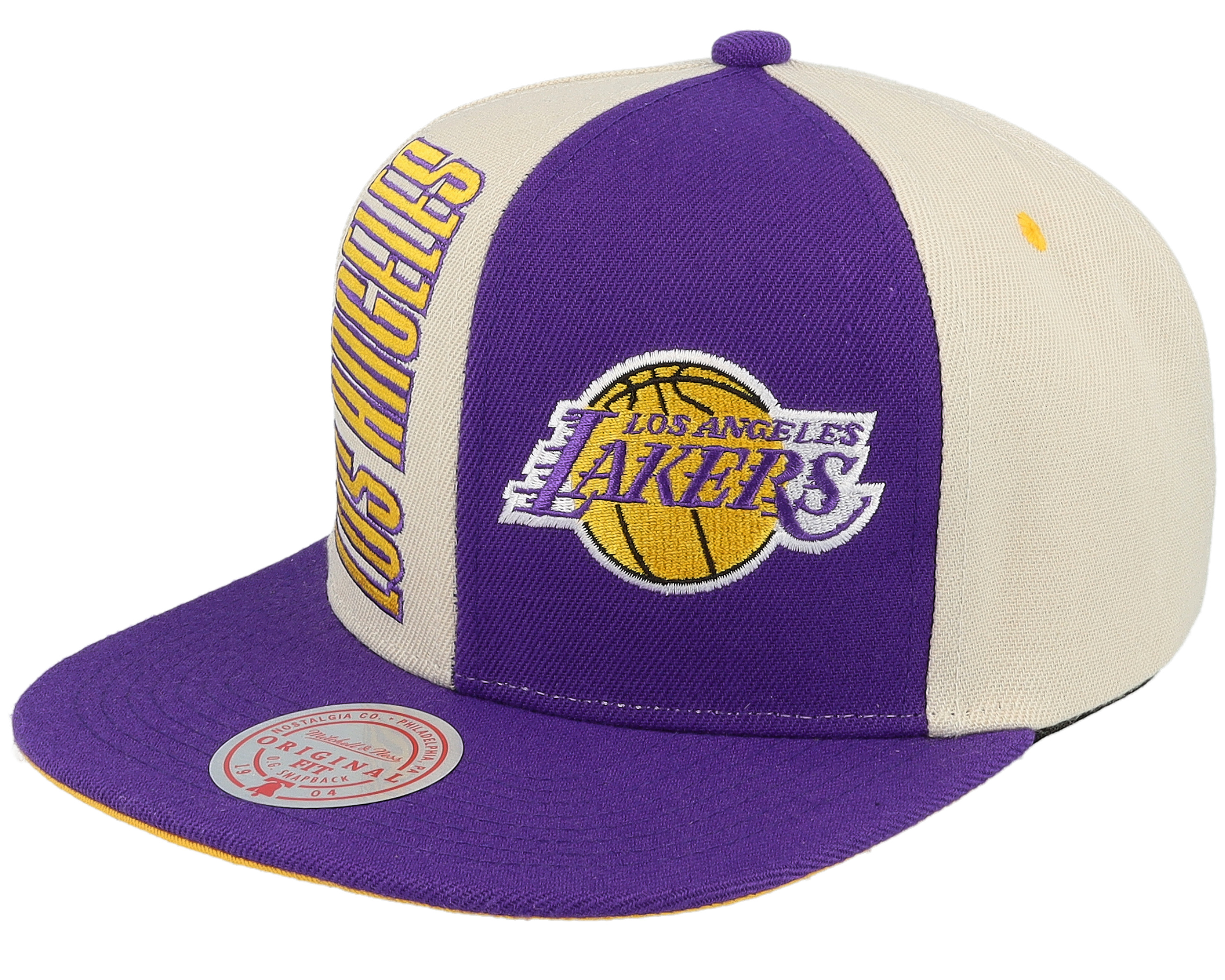 Mitchell & Ness Los Angeles Lakers White Gold Pop Snapback Hat