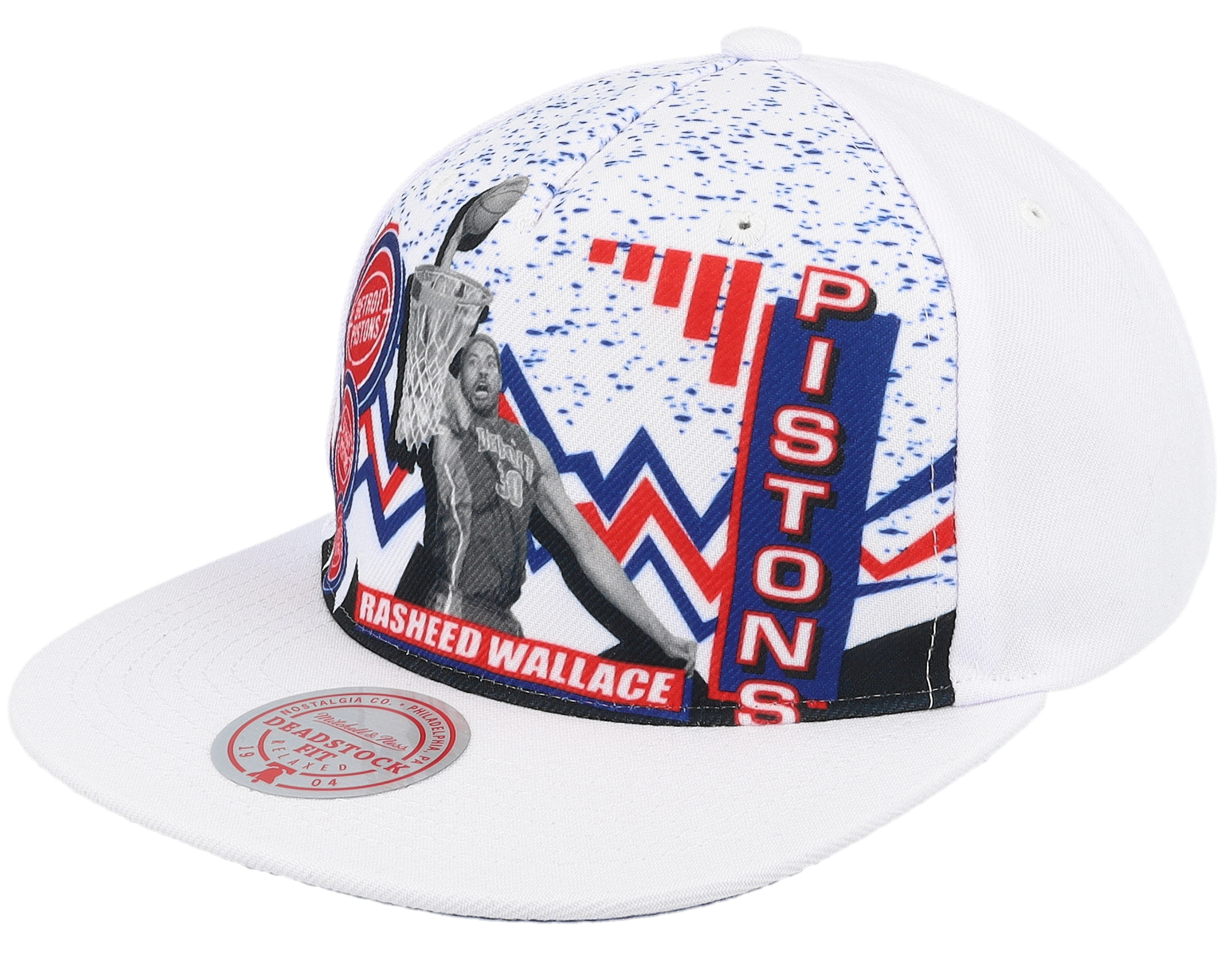 Mitchell & Ness - NBA White Snapback Cap - Detroit Pistons 90's Playa Rasheed Wallace White Snapback @ Hatstore