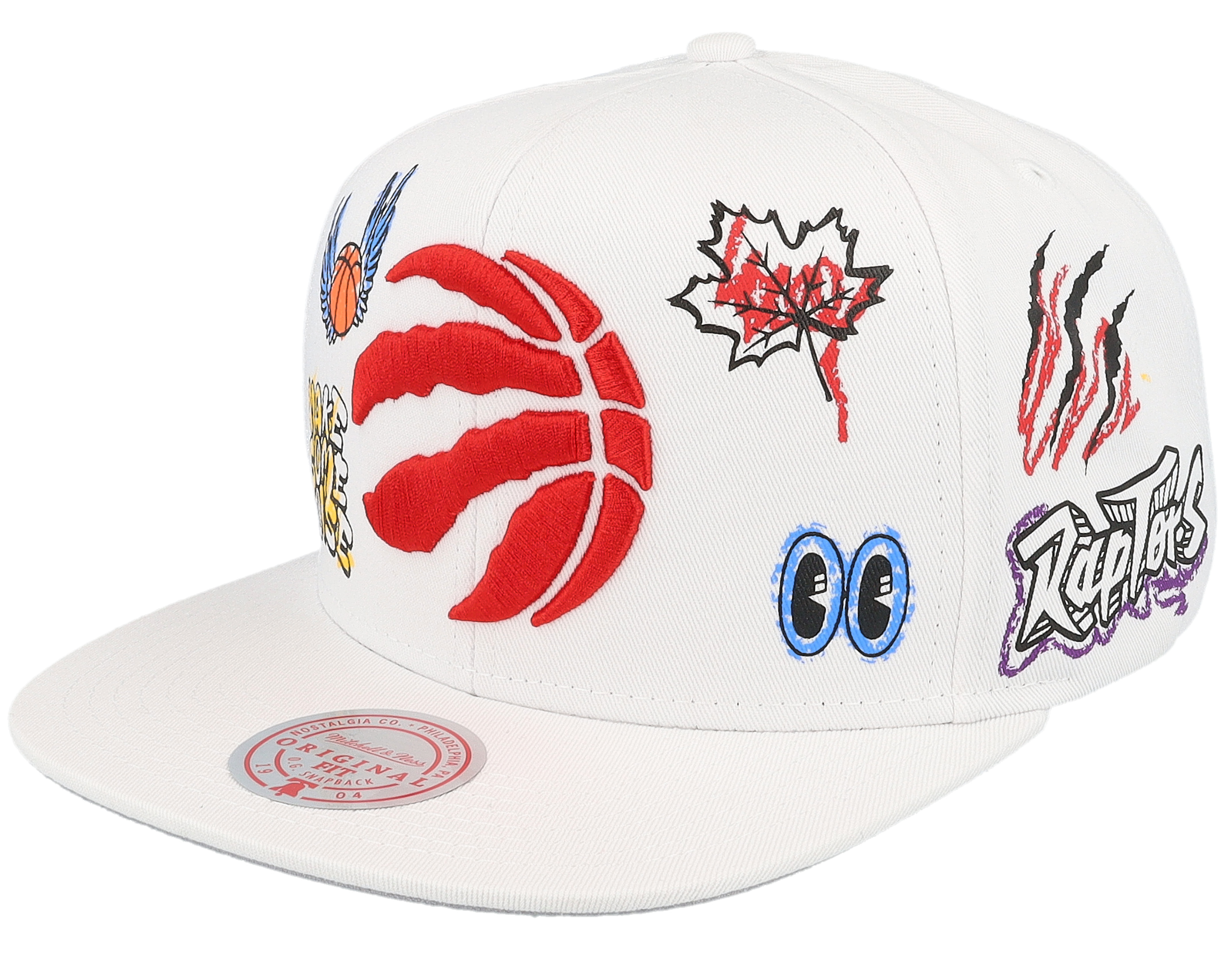 Toronto Raptors Hand Drawn White Snapback