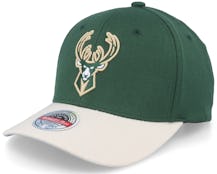 Milwaukee Bucks Team 2 Tone 2.0 Stretch Green/Tan Adjustable - Mitchell & Ness