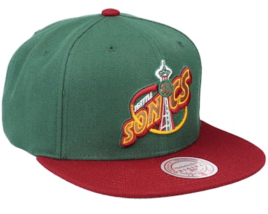 Seattle Supersonics Team 2 Tone Green/Red Snapback - Mitchell & Ness