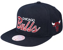 Chicago Bulls Team Script 2.0 Black Snapback - Mitchell & Ness