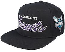 Charlotte Hornets Team Script 2.0 Black Snapback - Mitchell & Ness