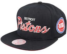 Detroit Pistons Team Script 2.0 Black Snapback - Mitchell & Ness