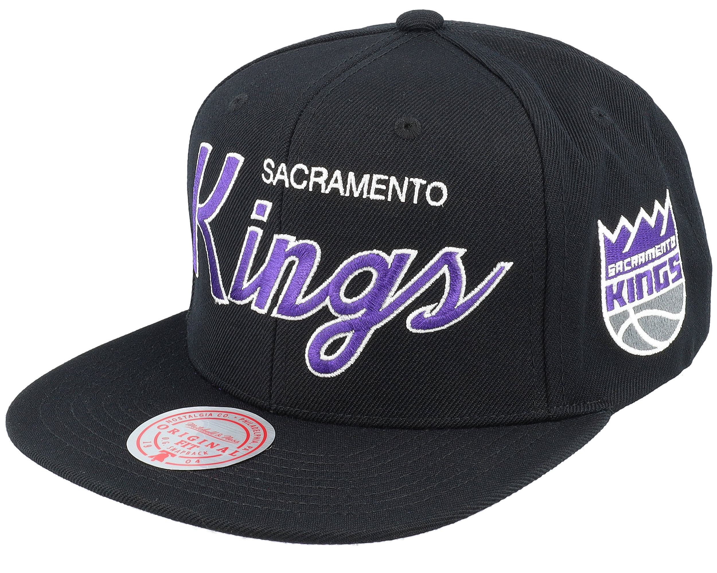 Sacramento Kings Snapback Hat Cap by Mitchell and Ness Black Red Spell Out  New