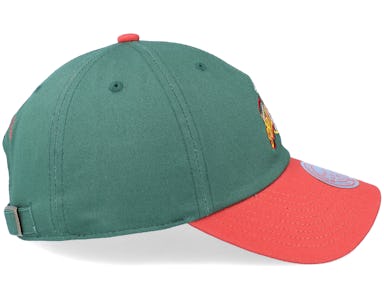 Seattle Supersonics Team 2 Tone Green/Red Dad Cap - Mitchell & Ness
