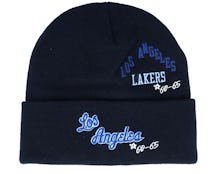 Los Angeles Lakers Time Line Knit Beanie HWC Black Cuff - Mitchell & Ness