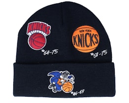 New York Knicks Time Line Knit Beanie HWC Black Cuff - Mitchell & Ness