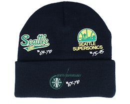 Seattle Supersonics Time Line Knit Beanie HWC Black Cuff - Mitchell & Ness