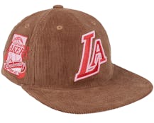 Los Angeles Lakers Corduroy Manchester Deadstock Brown Snapback - Mitchell & Ness
